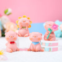 Cute Flowers Pig Doll Hand-Made Resin Decorations Creative Cartoon Pig Table Decoration Birthday Gift Wholesale