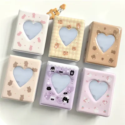 3 Inch Cute Tiger Cat Bear Photo Album Heart Hollow Kpop Card Holder Korean Ido Stars Picture Storage Case Cards Collect Book
