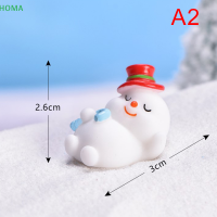 ?【Lowest price】HOMA 1 pcs เรซิ่นขนาดเล็ก Snowman Micro Landscape Santa claus figurines