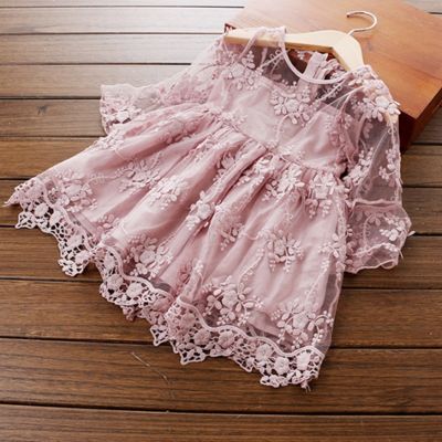 〖jeansame dress〗ฤดูใบไม้ร่วง PinkDress ForBack To SchoolDressGirl เสื้อผ้าเด็กวันเกิด PartyKidSize 8