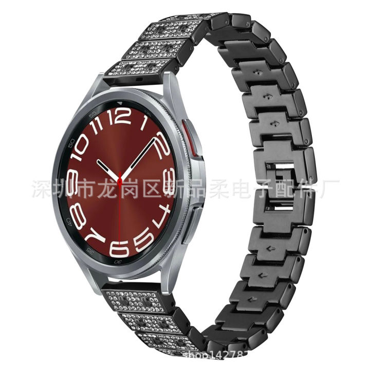 สำหรับ-samsung-watch6-classic-สายนาฬิกาโลหะประดับเพชรแฟชั่นสแตนเลสสตีลประดับเพชรในสต็อก
