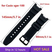 For Casio SGW-100 Silicone Strap Watchband Men Women Rubber Sport Waterproof Replacement Wrist Band Bracelet Belt 【BYUE】