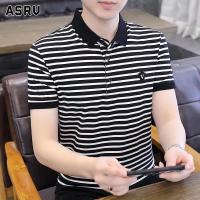 ASRV เสื้อยืดแขนบางเฉียบสั้นลายทางแบบบางสำหรับผู้ชาย,เสื้อโปโลใหม่สำหรับฤดูร้อนเสื้อโปโล