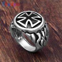 Vintage Fire Cross Ring for Man Crucifix Biker Lucky Prayer Jewelry for Male drop shipping