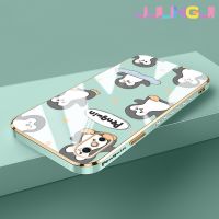 Jjlingji เคสสำหรับ iPhone X Xs XR Xs Max เคสลายการ์ตูนเพนกวินใหม่กรอบสี่เหลี่ยมพื้นผิวเคสนิ่มซิลิกาเจลกันกระแทกเคสมือถือรวมเลนส์กล้องถ่ายรูปฝาครอบป้องกัน