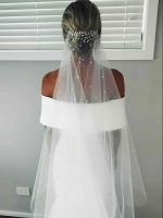 TOPQUEEN Elegant Pearls Bridal Veil Soft 1 Tier Beaded Wedding Veil for Bride Simple Cathedral Length Veils with Comb v180 Hair Accessories