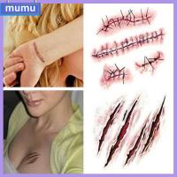 MUMU 25pcs เลือดปลอมตกสะเก็ด สติกเกอร์รอยสักชั่วคราว สติกเกอร์บาดแผล รอยสักแอสการ์ส สติกเกอร์รอยแผลเป็น เหมือนจริงจริง แต่งหน้าร่างกาย สติกเกอร์ฮาโลวีน ฮาโลวีน