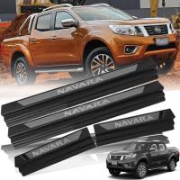 ชายบันได กันรอยชายบันได สคัพเพลท รุ่น นิสสัน นาวาร่า NISSAN NAVARA NP300 ปี 2014 - 2019 สีดำ ตัดโครเมี่ยม 4 ชิ้น 4 ประตู