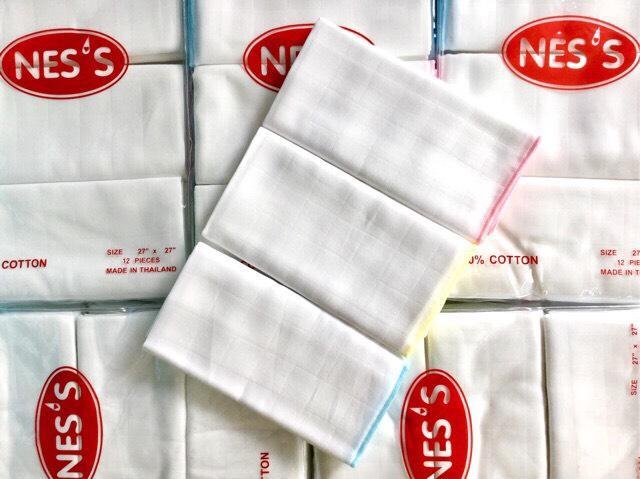 ผ้าอ้อม NESS ขนาด 27 นิ้ว แพ็ค 12 ผืน ผ้าอ้อมเด็กแรกเกิด ผ้าสาลู  ผ้าฝ้าย Cotton 100% ทอตารางรังผึ้ง 2 ชั้น เนื้อผ้านุ่มนิ่มสุดๆไม่ระคายผิวทารกน้อย ซึมซับดีเยียม ระบายอากาศได้ดี