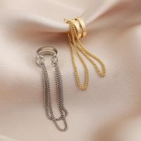 Fashion Silver Color Long Tassel Chain Ear Clip Earrings for Women Men Simple Fake Cartilage Ear Cuff Jewelry Clip Accessories
