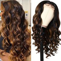 【LZ】⊙  AIMEYA 1B/30 Highlight Lace Front Wig Human Hair Glueless Sunny Blonde Body Wave Wig 13x6 HD Lace Front Ombre Brown Colored Wigs