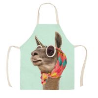 Picnic Party Stain Resistant Apron Adult Home Cooking Cleaning Tools Funny Alpaca Print Parent-Child Sleeveless Kitchen Apron Aprons