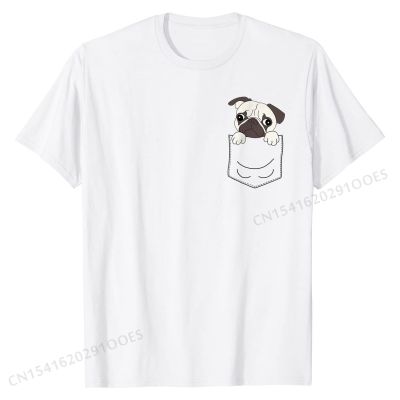T-Shirt, Cute Pocket Pug Puppy, Dog T Shirts for Men Custom Tees Classic Printing Cotton
