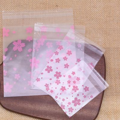 【LF】 Saco autoadesivo plástico 7/8/10x14cm da pastelaria do açúcar do fondant dos sacos de empacotamento claros dos biscoitos dos doces de sakura