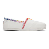 TOMS รองเท้าลำลองผู้หญิง สลิปออน รุ่น Alpargata White Rainbow Embroidered Canvas (CA) รองเท้าลิขสิทธิ์แท้