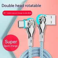 Fast Charging 180 Degree Rotation Cable Alloy Micro Type C Data Cable for Huawei Samsung Xiaomi Braided Phone Charger Accessory