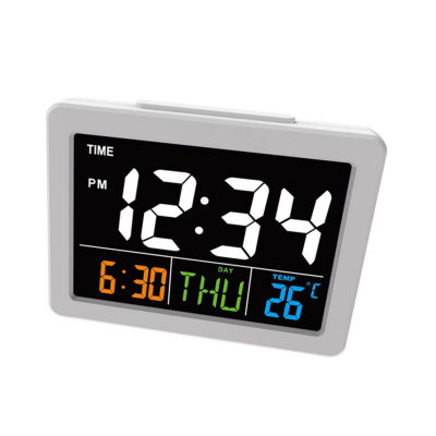 【Worth-Buy】 นาฬิกาอิเล็กทรอนิกส์ตั้งโต๊ะมีหน้าจอ Lcd นาฬิกาดิจิตอล Led สีขาวนาฬิกาวัดอุณหภูมิบ้านปฏิทินมัลติฟังก์ชั่