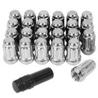 X Autohaux 24pcs Car Chrome M12X1.25 Bulge Acorn Wheel Lug Nuts Cone Bolt Head Cover Cap Seat with 1 Key Steel Racing