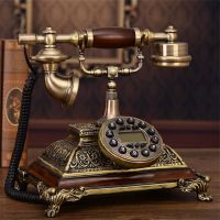 style 3 Solid Wood Retro Button Dial Telephone Home Office Chinese Old-Fashioned Caller ID Classical Mechanical Bell Landline Phone