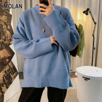 MOLAN ผู้ชายใหม่หลวมสไตล์เกาหลีคู่ถักเสื้อกันหนาว