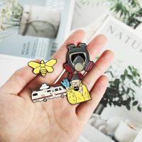 Breaking Bad Enamel Pins Gentleman Cartoon Bus Brooch Denim BR Movie Fans