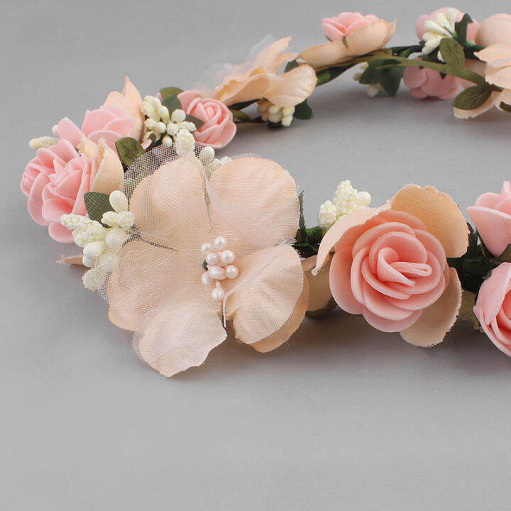 floral-crown-accessories-women-band-girl-headband-ribbon-flower-wreath-bride