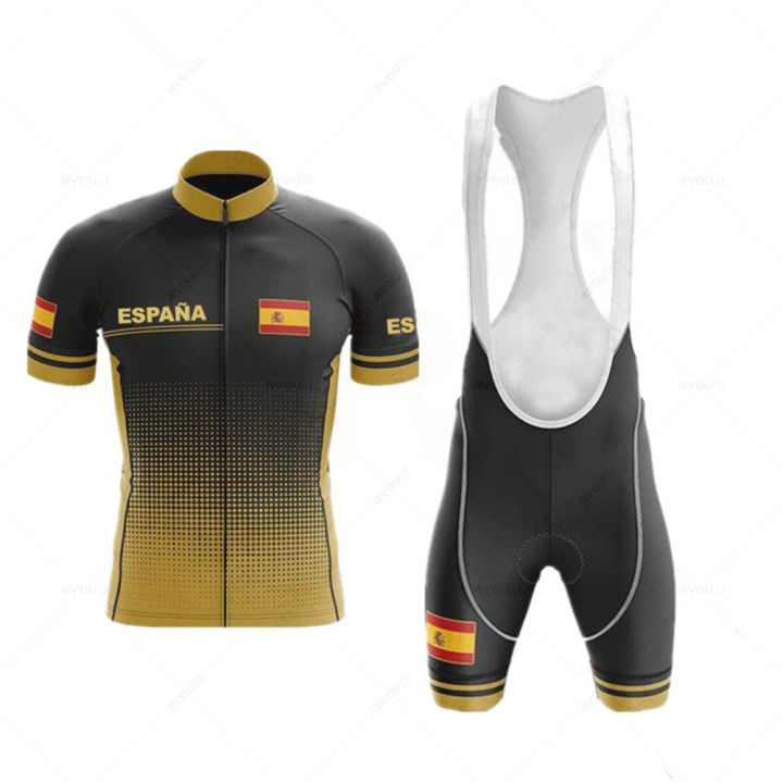 spain-team-short-sleeved-cycling-jersey-suit-bib-roa-ciclismo-bicycle-set-uniform-mallot-ciclismo-hombre-verano-2022-jumpsuit