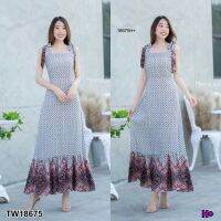 TT18675 Maxi dress ผูกไหล่สไตล์โบฮีเมียน .Maxi dress tied to the shoulder, bohemian style..