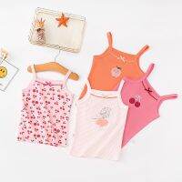 90-160cm childrens pure vest combed girls suspender back heart cartoon printing bottomed womens treasure thin underwear Korean is light and soft