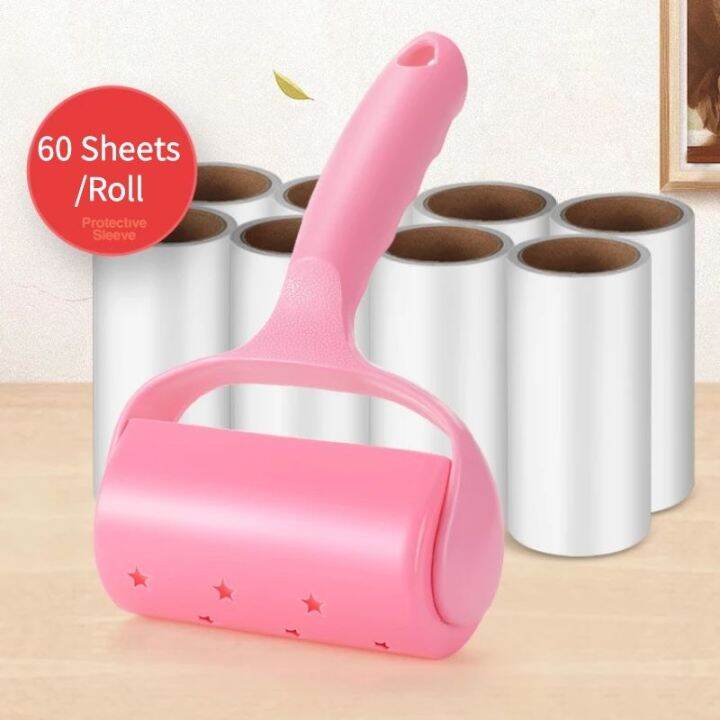 60 Sheets Lint Roller Sticky Hair Dust Remover for Pets Furnitures Beds Couch Lint Roller Refill