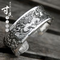 ✶ஐ﹍  Yunnan snow old width personality national restoring ancient ways concave bracelet fine to her boyfriend