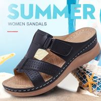 Womens Summer Wedges Shoes Sandals Open Toe Slip On Comfy Slippers Solid Color Buckle Beach Sandals for Women 2021