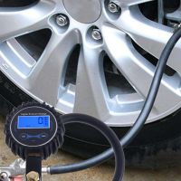 Digital Tire Inflator with Pressure Gauge, 200 PSI BAR KPa Kgfcm2, Heavy Duty 32cm 12" Rubber Hose, Dual Head Air Chuck