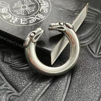 [TOP] Chrome Heart S925 Silver Celtic Dragon Open Ring Thick Classic Style