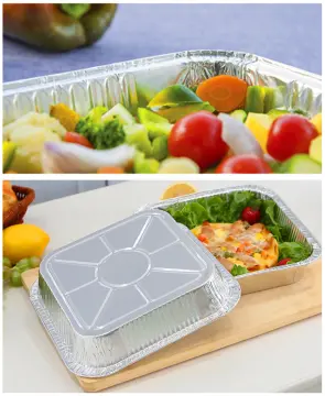 20PCS 8 Inch Square Aluminum Foil Tray Pans With Lids Disposable Food  Packaging Containers For Baking Cooking Kitchenware