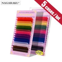 NAGARAKU ขนตามาคารอนหลากสีตัวต่อขนตา5เคส/สีผสมมาก