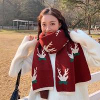 {Warm scarf}คริสต์มาสแบบยาวผ้าพันคอถักฤดูหนาวที่อบอุ่นขอบผู้ชายสตรีสีแดง Cashmeres ปักผ้าพันคอสีดำ Neckerchiefs Co F1O7