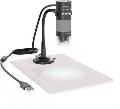 Plugable USB Digital Microscope with Flexible Arm Observation Stand Compatible with Windows, Mac, Linux (2MP, 250x Magnification)