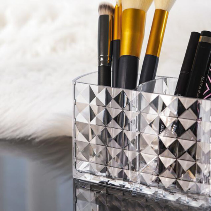 makeup-pen-storage-tube-stylish-pen-holder-acrylic-makeup-organizer-transparent-pen-holder-diamond-pattern-storage-box