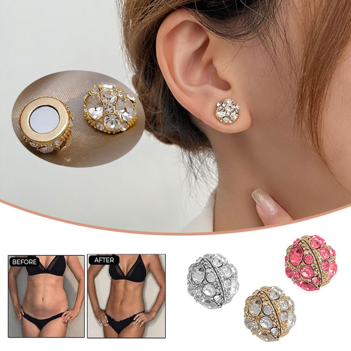 KySienn 10mm Magnetic Diamante Round Earrings