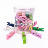 Push Pins With Wooden Clips 50Pcs Thumbtacks Pushpins Creative Paper Clips Clothespins for Cork Board and Photo Wall Offices