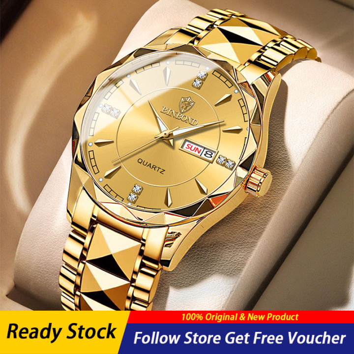 2022 New Binbond Mens Watch Luxury Brand Business Gold Watch Waterproof Dual Calendar Luminous 