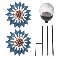 Wind Spinner ตกแต่งสวนโลหะ Solar Powered Stake สำหรับลานกลางแจ้ง Yard Pathway ตกแต่งวันเกิด Gift