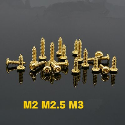 1-20PCS Grade 8.8 M2 M2.5 M3 Titanium Gold Plating self tapping screw half round head hexagon socket screw self tapping Wrench