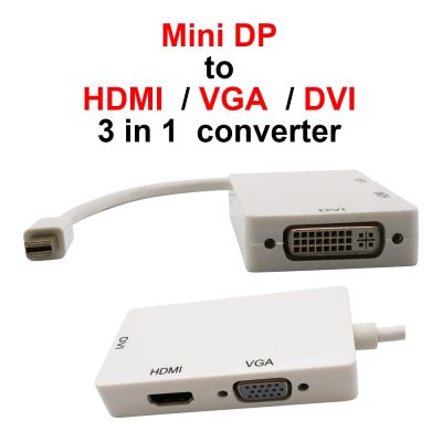 ∈№✥ 3 in 1 Mini DP v1.2 DisplayPort to HDMI / DVI(D) / VGA Converter Thunderbolt 2 Male to Female 1080p White / Black 29cm