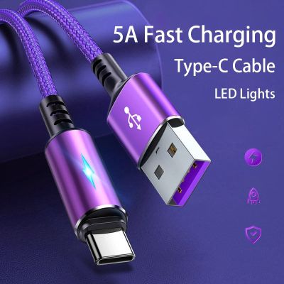 Type C Cable 5A Fast Charging Cord Nylon Braided Charger Usb Cable for Xiaomi Huawei Realme Oppo Phone Accessories Usb C Cable