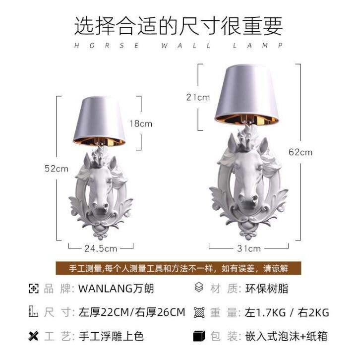 โคมไฟผนังแบบนอร์ดิกหัวม้าหัวสัตว์เสื้อออกแบบสร้างสรรค์สไตล์ยุโรปโคมไฟตกแต่งผนังห้องนั่งเล่นทางเดินโคมไฟกำแพงฉากหลังเรียบง่ายและทันสมัย