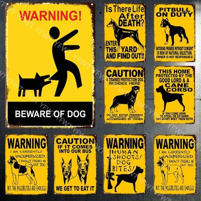 【YF】▼◙  Warning Dog Metal Tin Signs Poster Beware Of Plates Wall Stickers Garden Door Decoration