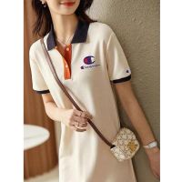 ஐ₪❣ Authentic Champion Dress Womens Summer 2023 New Trendy Brand Waist Small Polo Shirt Mid-Length Sweatshirt Skirt