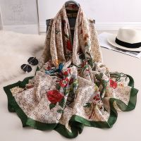 Summer Japan and South Korea New Silk Flower Sunscreen Scarf Female Holiday Scarf Beach Long Scarves Shawl